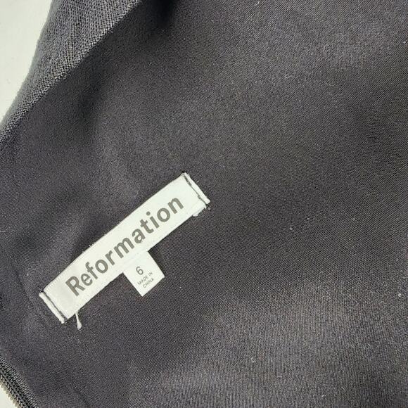 Reformation Zenni Mini Dress Sz 6 Black Boat Neck V-back A-line Skirt - Picture 4 of 7